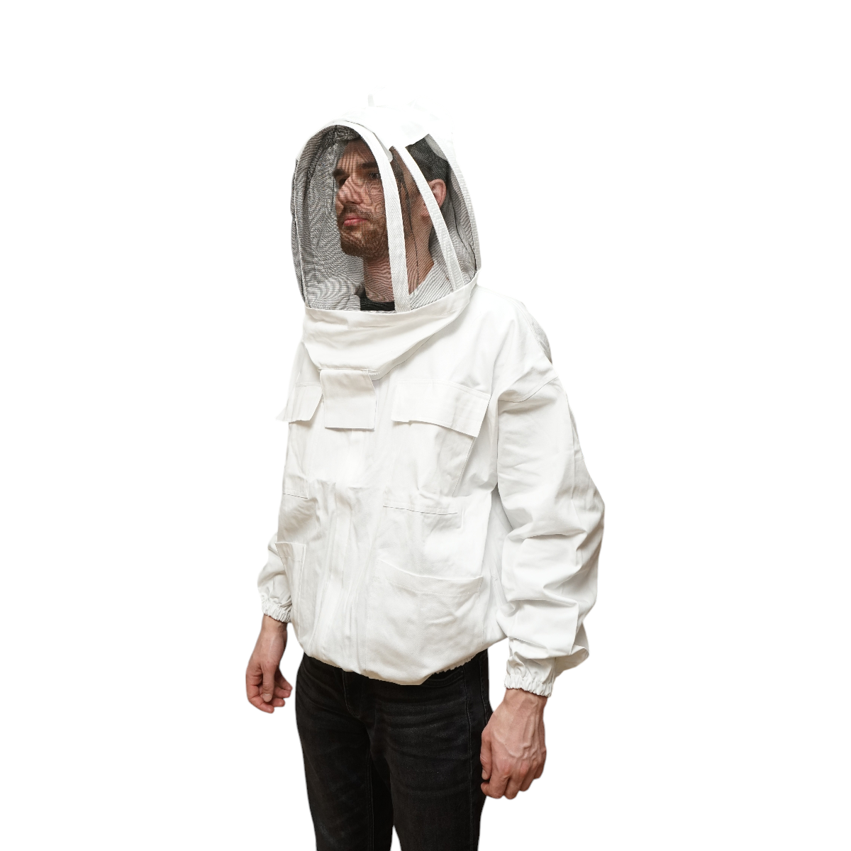 White beekeeping suit with hooded protective mask size L